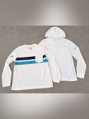 johnnie-O Kids White Long-Sleeve StripedTee  & all White Hoodie